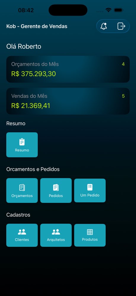 Captura de tela real do aplicativo KOB Mobile